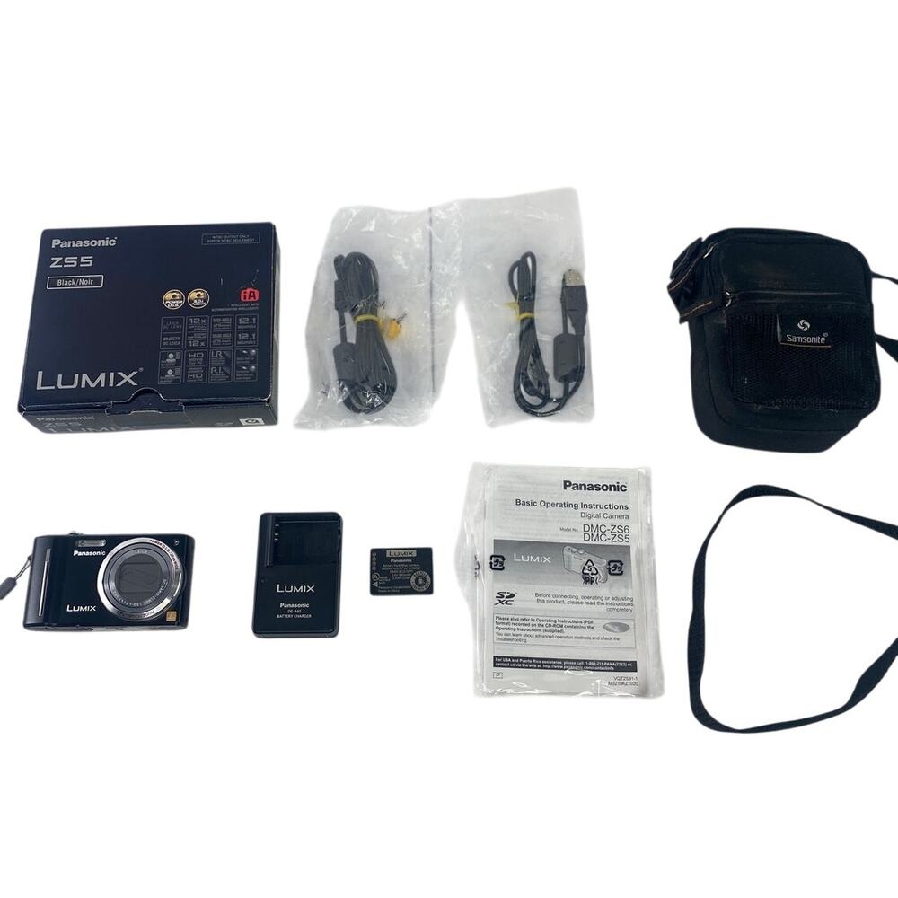Panasonic Lumix DMC-ZS5 Digital 12.1MP Digital Camera w Battery Charger Cables